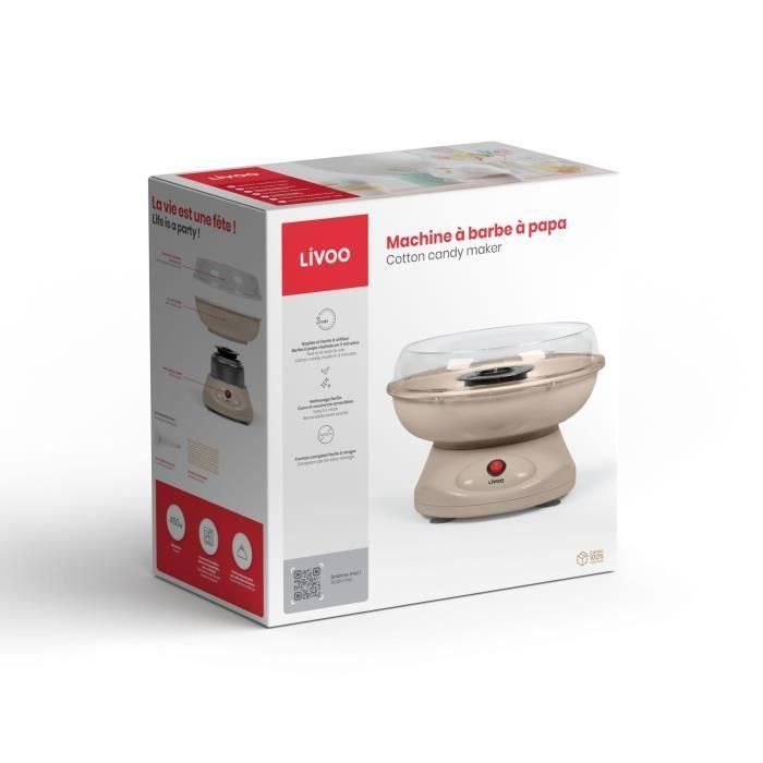 Livoo DOM468C Máquina de algodón de azúcar 450W con Recipiente y tapa extraíbles, cuchara medidora y 10 palitos de bambú 2 Livoo DOM468C Máquina de algodón de azúcar 450W con Recipiente y tapa extraíbles, cuchara medidora y 10 palitos de bambú 2