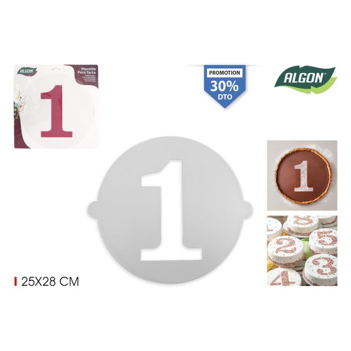 Algon Plantilla Tarta Cumpleaños (N-1) Grande 25 cm (36 Unidades) Algon Plantilla Tarta Cumpleaños (N-1) Grande 25 cm (36 Unidades)