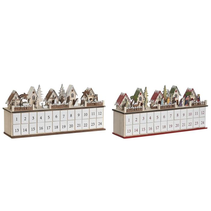 Calendario de Adviento DKD Home Decor Madera 45 x 11 x 23 cm (2 Unidades) Calendario de Adviento DKD Home Decor Madera 45 x 11 x 23 cm (2 Unidades)