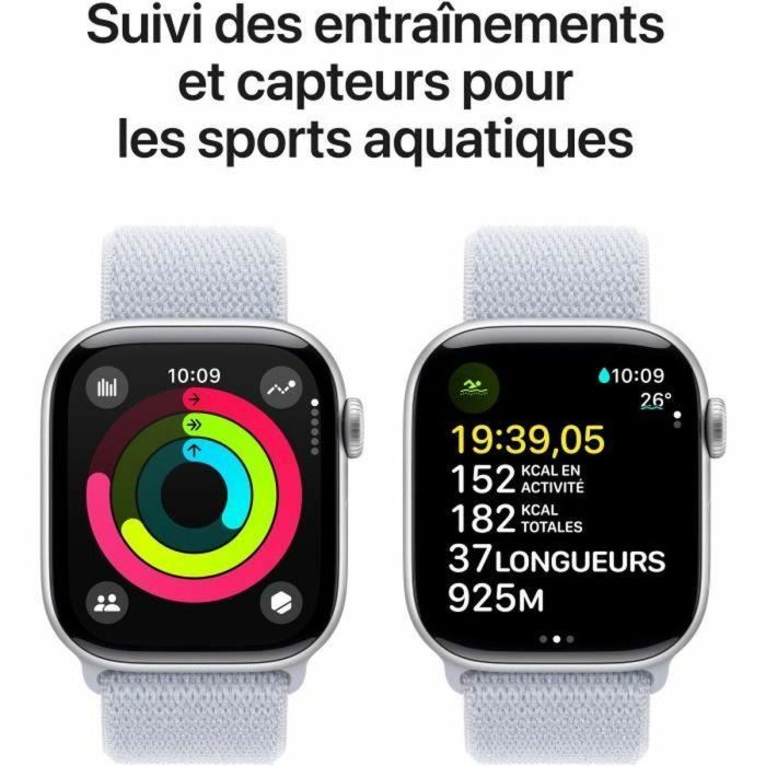 Apple Watch Series 10 GPS + Cellular - 42 mm - Caja de aluminio plateada - Correa Loop deportiva Cloud azul 3