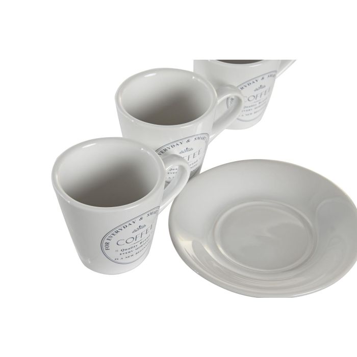 DKD Home Decor Set de 6 Tazas de Café Básicos Blancas de 90ml con Platillos de 11x11x2 cm, Fabricado en Gres y Metal 2