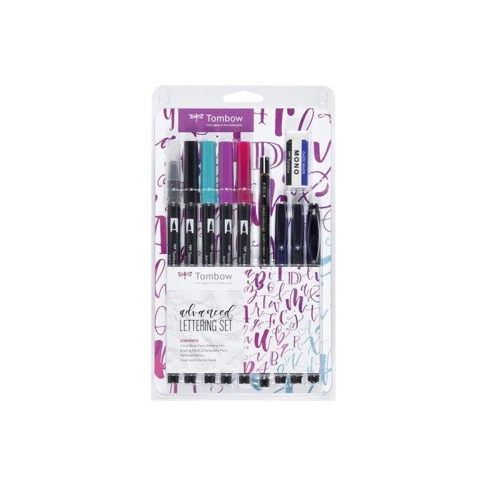 Tombow Set Lettering Avanzado Estuche con Rotuladores ABT Dual Brush, Blender Pen, Lápiz MONO 100 y Más