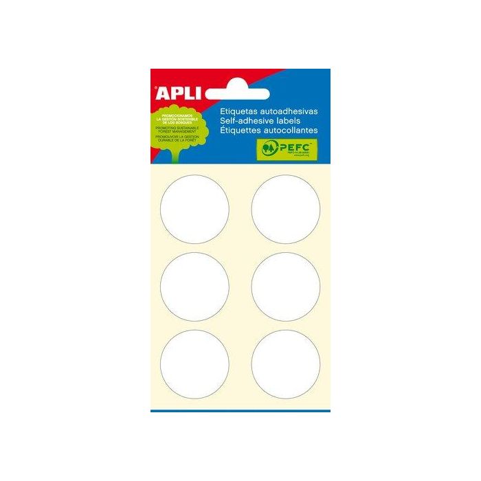 Etiquetas Adh.Manuales Bolsa Apli Blancas Mini Redondas (6H) Ø 32 Mm 36 Uds.(02665) (Set de 10)