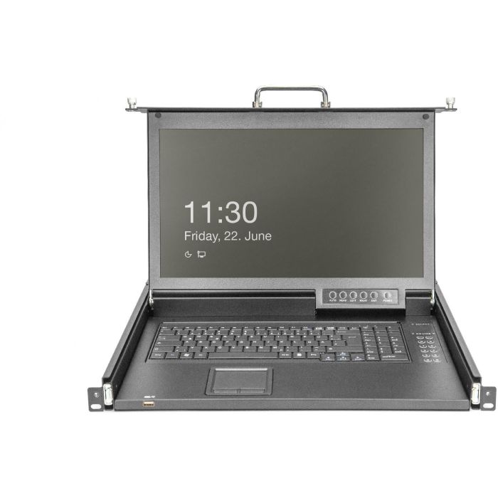 DIGITUS Modulare HD LCD KVM Konsole mit 17" TFT, 8-Port CAT 5 KVM Anschluss, Touchpad, US Tastaturlayout 4