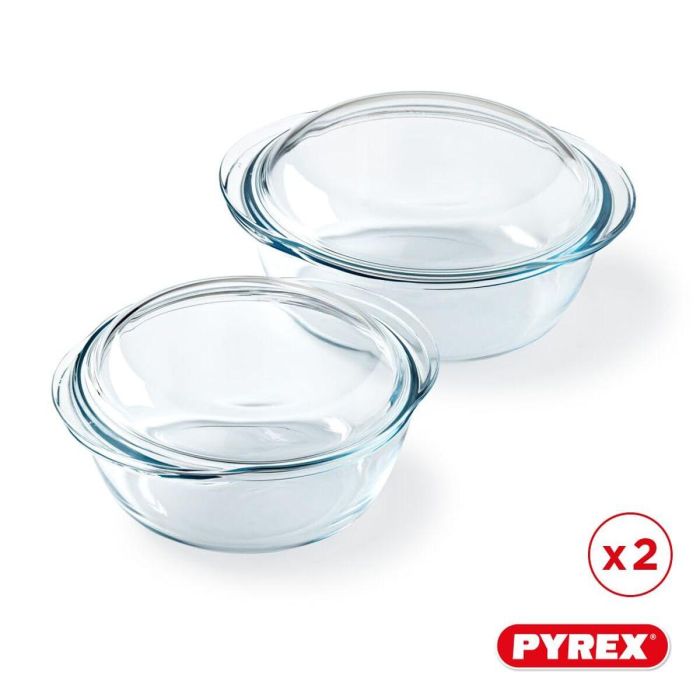Pyrex 3426470296465 Juego de 2 Cazuelas de Vidrio Redondas 1 L 0 Pyrex 3426470296465 Juego de 2 Cazuelas de Vidrio Redondas 1 L 0