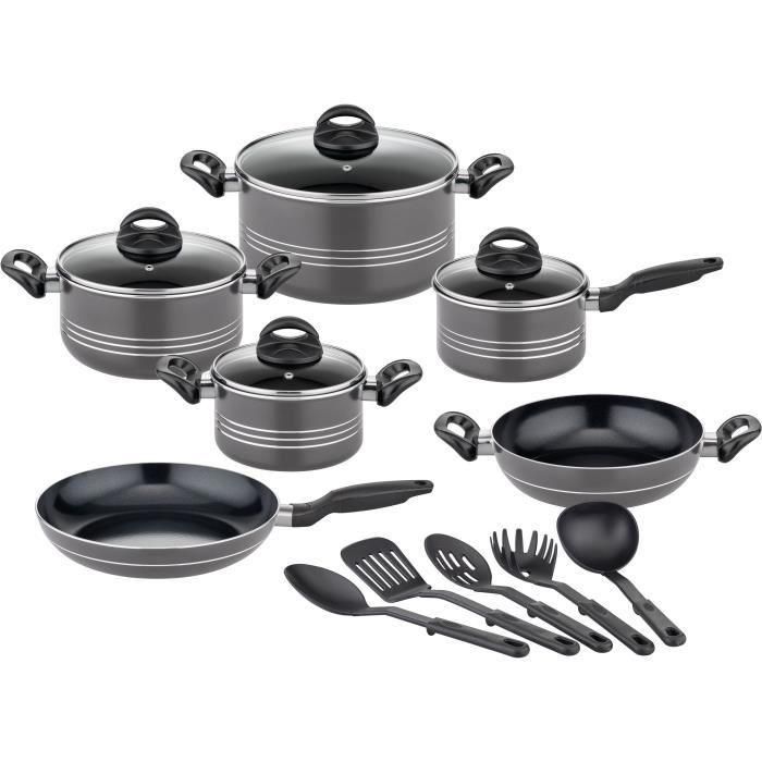 GSW GSW4005643158817 Batería de Cocina Milano Grey Aluminio Macizo para Inducción - 15 piezas - Gris