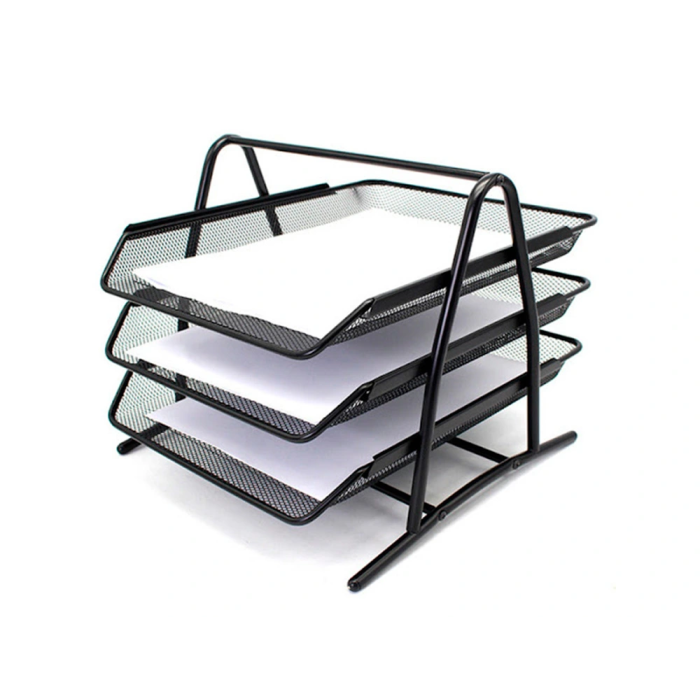 Q-connect KF00823 Bandeja para Sobremesa Metálica Rejilla Negra 3 Bandejas Móviles 350x278x275 mm 3