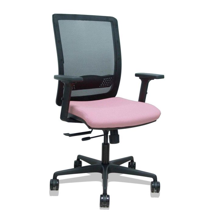 PIQUERAS Y CRESPO Silla Haches traslack malla negra asiento bali rosa brazos 2D ruedas 65mm PIQUERAS Y CRESPO Silla Haches traslack malla negra asiento bali rosa brazos 2D ruedas 65mm