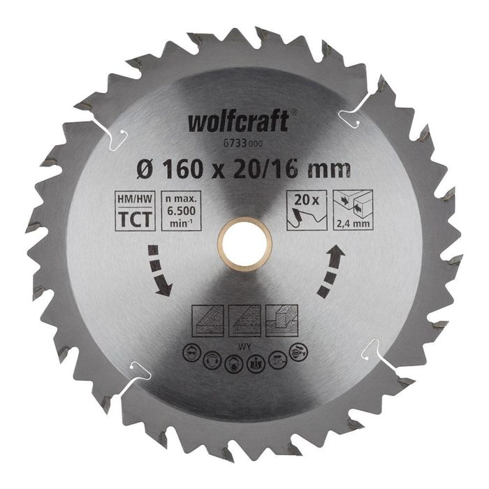 Wolfcraft 6733000 Disco de Sierra Circular de Mano CT para Madera y Tablero, Ø160 mm, 20 Dientes, Cortes Rápidos y Bastos 0 Wolfcraft 6733000 Disco de Sierra Circular de Mano CT para Madera y Tablero, Ø160 mm, 20 Dientes, Cortes Rápidos y Bastos 0