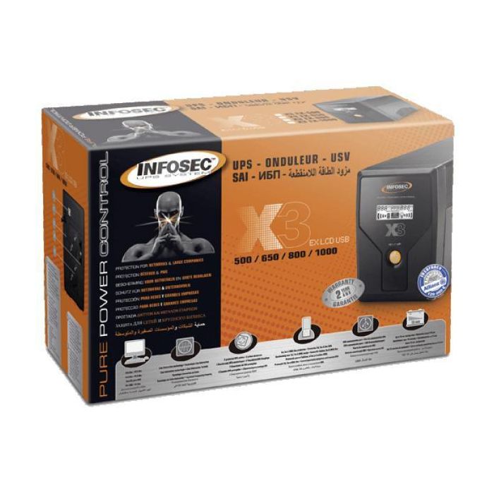 Infosec Line Interactive UPS 1000 VA 2 FR/SCHUKO Outlets -- 3-year warranty -- 2 Infosec Line Interactive UPS 1000 VA 2 FR/SCHUKO Outlets -- 3-year warranty -- 2