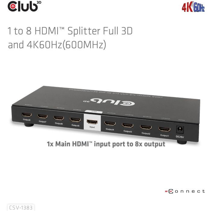 Club3D Splitter HDMI 1 Entrada a 8 Salidas 4K 60Hz UHD 5 Club3D Splitter HDMI 1 Entrada a 8 Salidas 4K 60Hz UHD 5
