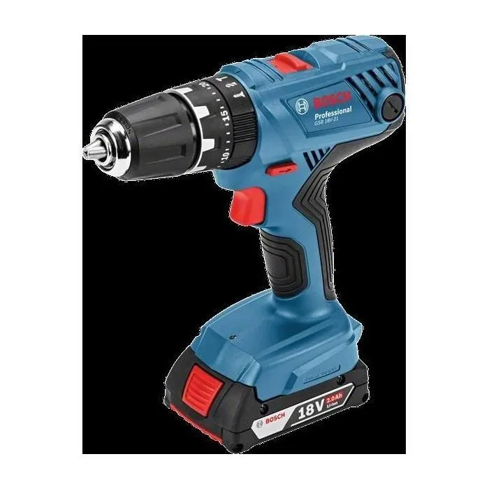 Bosch Professional GSB 18V-21 Taladro Percutor Inalámbrico 18V + 2 Baterías 2,0Ah + Cargador GAL 18V-40 + L-BOXX 2