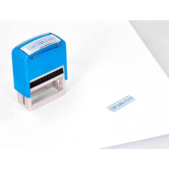 Q-connect Sello Entintado Automatico Contabilizado, Almohadilla 14x38 mm Color Azul 5
