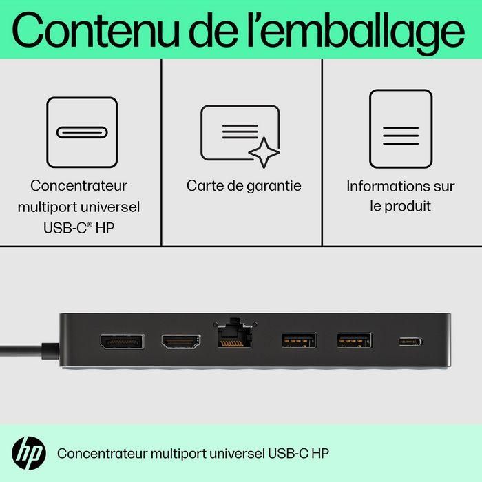 HP Universal USB-C Multiport Hub con 7 Puertos, Passthrough de Datos y Alimentación, Soporte Dual 4K HDMI 2.0 y DisplayPort 1.2 para PC 8