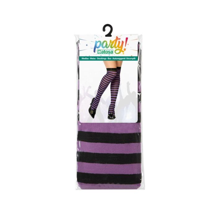 Medias Rayas Morado Negro Mujer Adulto 1