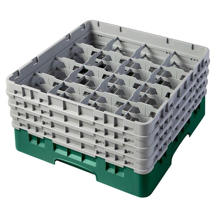CAMBRO - 16S800-119 - Cesta de lavado 16 comp. 4 alturas - 10,9 cm Ø máx. - alt. máx. 21,7 cm - 50 x 50 x 26,7 cm - Verde sherwood