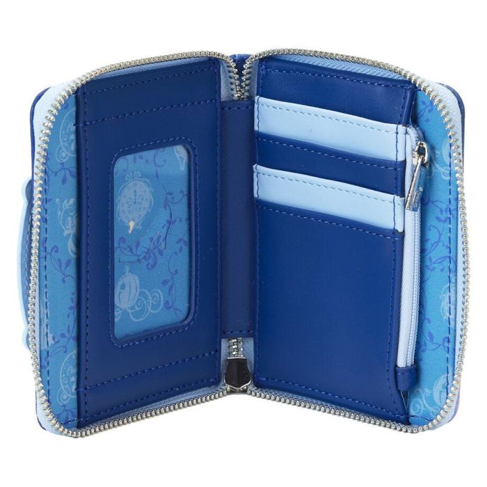 Loungefly Disney La Cenicienta 75th Anniversary - Billetera de piel vegana con ranuras para tarjetas y tarjetero transparente
