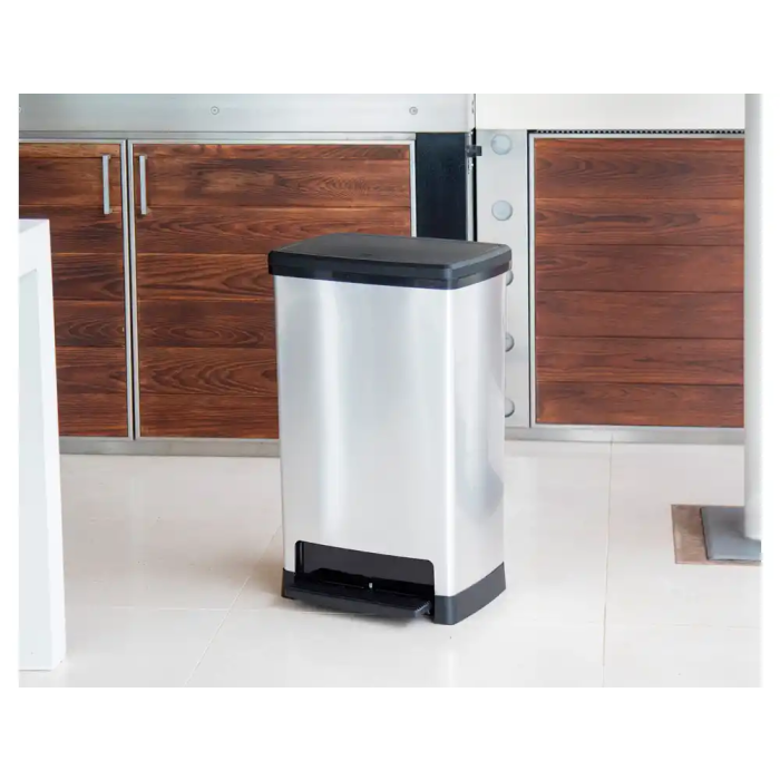 Cep Elite Contenedor de Basura con Pedal, 2 Compartimentos, 50 Litros, Color Plata, Hecho con 80% PP Reciclado, 390x288x654 mm 5