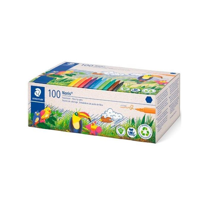 Staedtler Rotuladores Noris 326 C-Surtidos, 10 Colores, Dry Safe, Tinta Base Agua, Caja 100 Ud