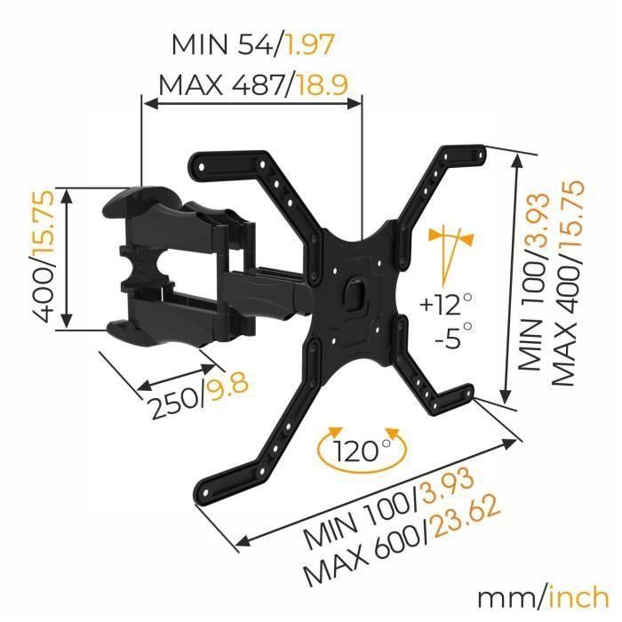NANOOK Soporte de pared giratorio para televisores de 40 a 65 pulgadas - Inclinable - Soporte de pared para televisores LCD, LED, QLED y OLED 5 NANOOK Soporte de pared giratorio para televisores de 40 a 65 pulgadas - Inclinable - Soporte de pared para televisores LCD, LED, QLED y OLED 5