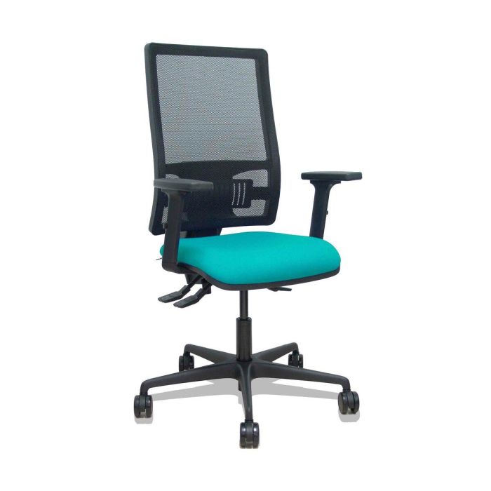 PIQUERAS Y CRESPO Silla Bormate asincro malla negra asiento bali turquesa brazos 2D ruedas 65mm PIQUERAS Y CRESPO Silla Bormate asincro malla negra asiento bali turquesa brazos 2D ruedas 65mm