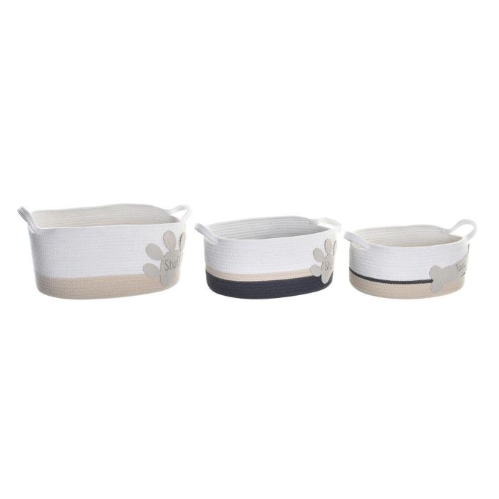 Juego de Cestas DKD Home Decor Blanco Gris Crema 60 x 31 x 25 cm (3 Piezas) Juego de Cestas DKD Home Decor Blanco Gris Crema 60 x 31 x 25 cm (3 Piezas)