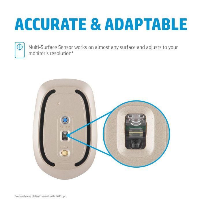 HP 410 Slim Mouse Bluetooth Plateado para Cualquier Superficie, Cualquier Sistema Operativo, Duración Batería 12 Meses