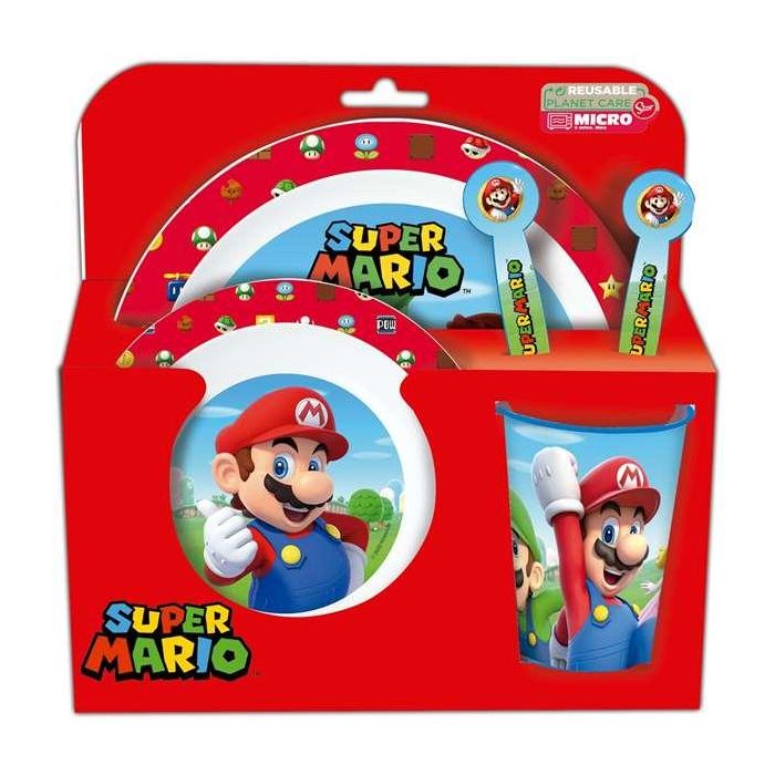 Set de plato, cuenco, vaso, cuchara y tenedor super mario (apto para microondas) Set de plato, cuenco, vaso, cuchara y tenedor super mario (apto para microondas)