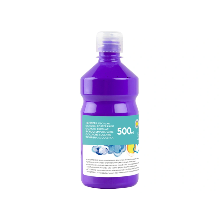 Liderpapel Tempera Liquida Escolar Superlavable 500 ml Violeta Colores Brillantes Cierre Seguridad 1