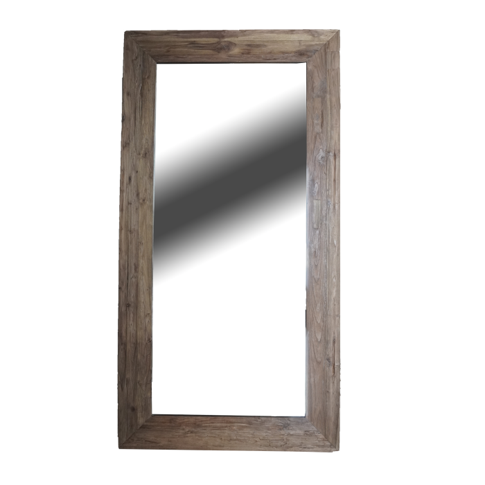 DKD Home Decor Espejo Moderno Indo 2c25 Natural 80 x 3 x 180 cm Teca reciclada Cristal