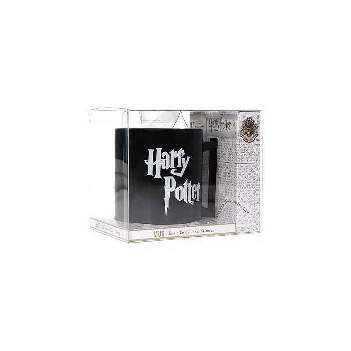 Sd Toys Taza Harry Potter Logo Cerámica Negra Oficial Apta Microondas y Lavavajillas 2