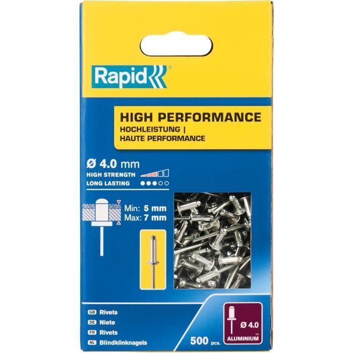 Rapid Remaches de aluminio Ø4x10mm alto rendimiento, caja 500 unidades - 5001433 2