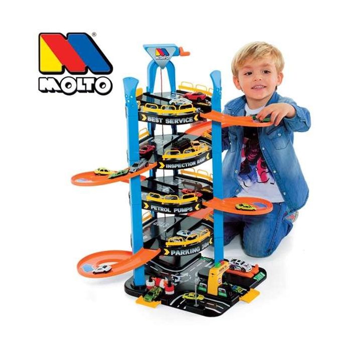 Molto Parking de 5 plantas con lavadero, elevador y rampas para coches, ideal para niños +3 años. Juguete de Plástico 57x56x75 cm 1 Molto Parking de 5 plantas con lavadero, elevador y rampas para coches, ideal para niños +3 años. Juguete de Plástico 57x56x75 cm 1