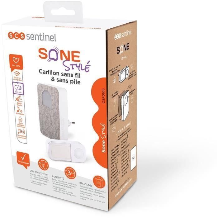 Timbre inalámbrico y sin pilas - SCS SENTINEL - CSF0105 - SONE Stylé - 25 melodías 5 Timbre inalámbrico y sin pilas - SCS SENTINEL - CSF0105 - SONE Stylé - 25 melodías 5
