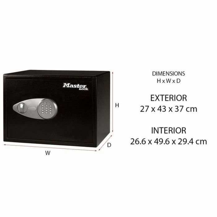 Master Lock Caja Fuerte Electrónica Programable con 2 Pasadores Acero, Llave Emergencia y Kit Anclaje - Negro y Gris Metalizado 3 Master Lock Caja Fuerte Electrónica Programable con 2 Pasadores Acero, Llave Emergencia y Kit Anclaje - Negro y Gris Metalizado 3