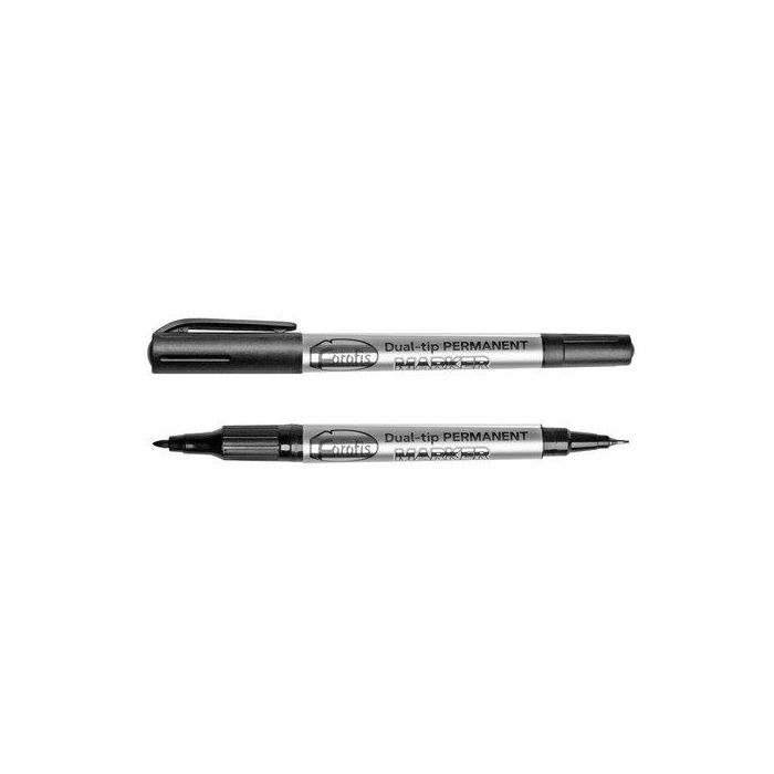 Marcador Permanente Forofis 280 Doble Punta Conica Negro (Set de 12)