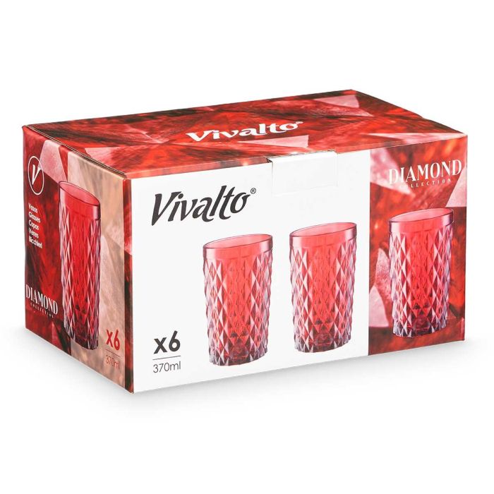 Vaso Diamante Rojo 370 Ml Vivalto 8X12CM (24 Unidades) 2 Vaso Diamante Rojo 370 Ml Vivalto 8X12CM (24 Unidades) 2