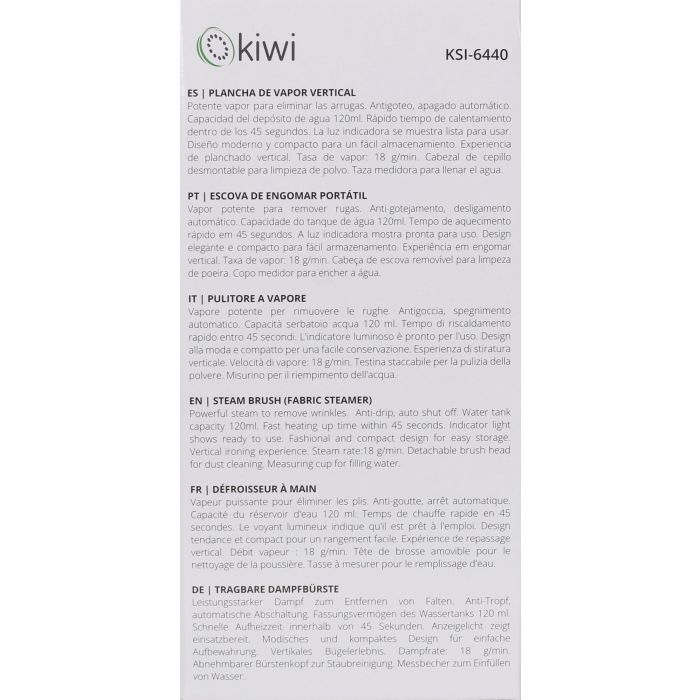 Plancha de Vapor Vertical Portátil Kiwi 1000W (4 Unidades) 3 Plancha de Vapor Vertical Portátil Kiwi 1000W (4 Unidades) 3