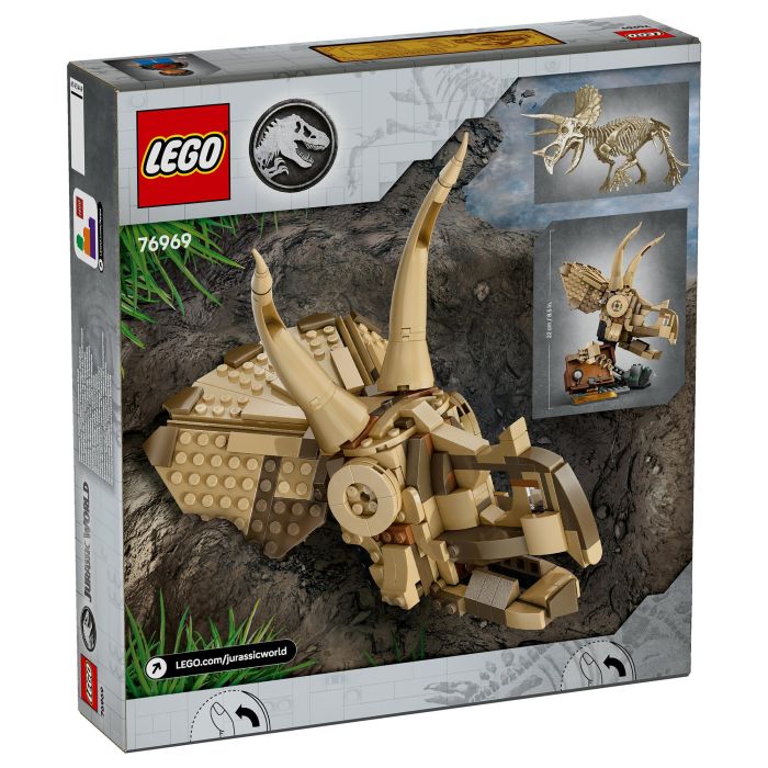 Lego Jurassic World 76969 Fósiles de dinosaurios: Cráneo de triceratops - Juego para niños de 9 años