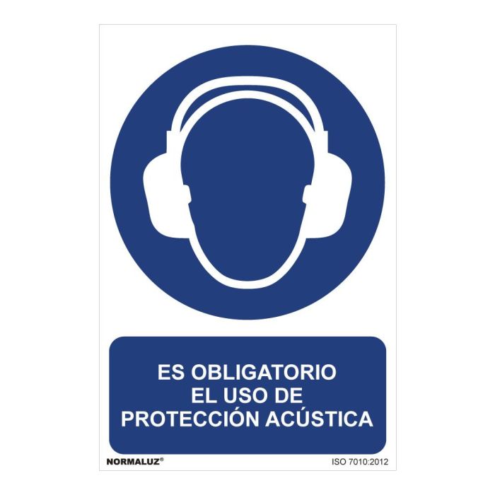 Normaluz Cartel "Es obligatorio el uso de protección acústica" PVC 0,7mm 30x40cm - Rótulos de obligaciones 0 Normaluz Cartel "Es obligatorio el uso de protección acústica" PVC 0,7mm 30x40cm - Rótulos de obligaciones 0