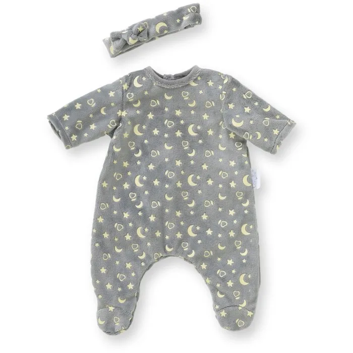 Corolle Pijama Infantil con Estrellas Fosforescentes que Brilla en la Oscuridad - Fácil de Poner - 36 cm