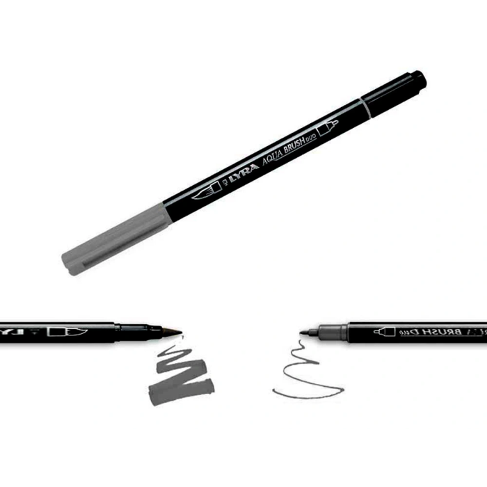 Lyra Aqua Brush Rotulador Acuarelable Doble Punta Fina y Pincel Tonos Grises Blister 6 Unidades 4