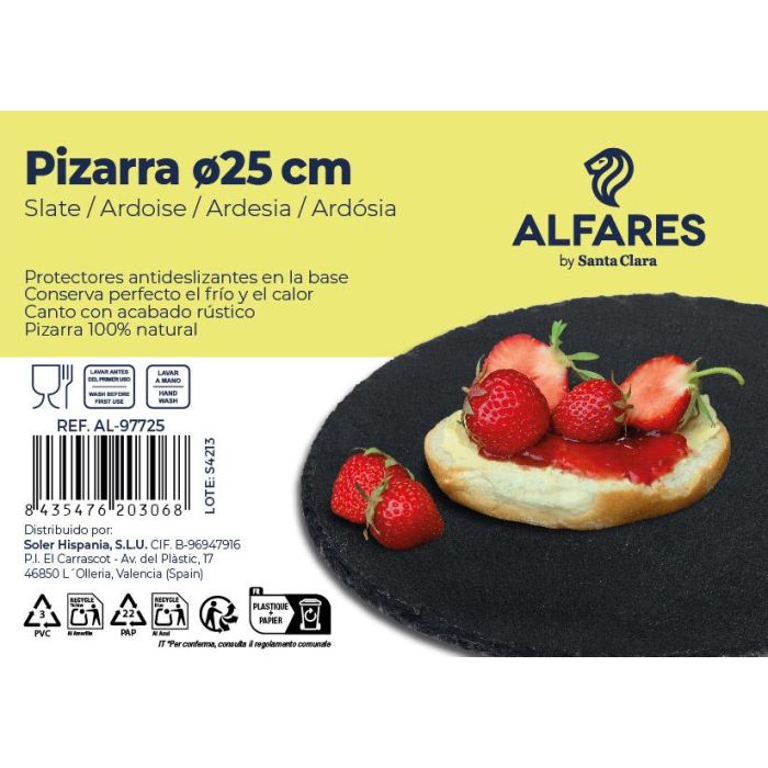 Plato Pizarra Ø25 cm Alfares - Santa Clara (12 Unidades) 4 Plato Pizarra Ø25 cm Alfares - Santa Clara (12 Unidades) 4