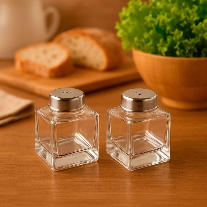 Salero y Pimentero Versa Metal Cristal 2 Salero y Pimentero Versa Metal Cristal 2