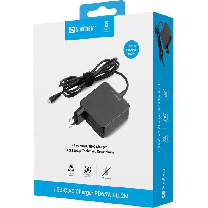 Sandberg Cargador USB-C PD65W EU Cable 2M 2