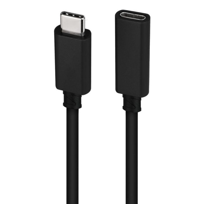 Nano Cable 10.01.4501 Cable Alargador USB Tipo-C 3.2 Macho-Hembra 20Gbps 100W 4K/60Hz Negro 1m 2