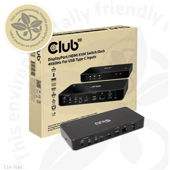 Club3D KVM Switch 4K60Hz 2x USB-C> HDMI/DP/3xUSB/2xUSB-C/LAN Conmutador/Docking Station DisplayPort/HDMI 4K60Hz USB-C Negro 8 Club3D KVM Switch 4K60Hz 2x USB-C> HDMI/DP/3xUSB/2xUSB-C/LAN Conmutador/Docking Station DisplayPort/HDMI 4K60Hz USB-C Negro 8