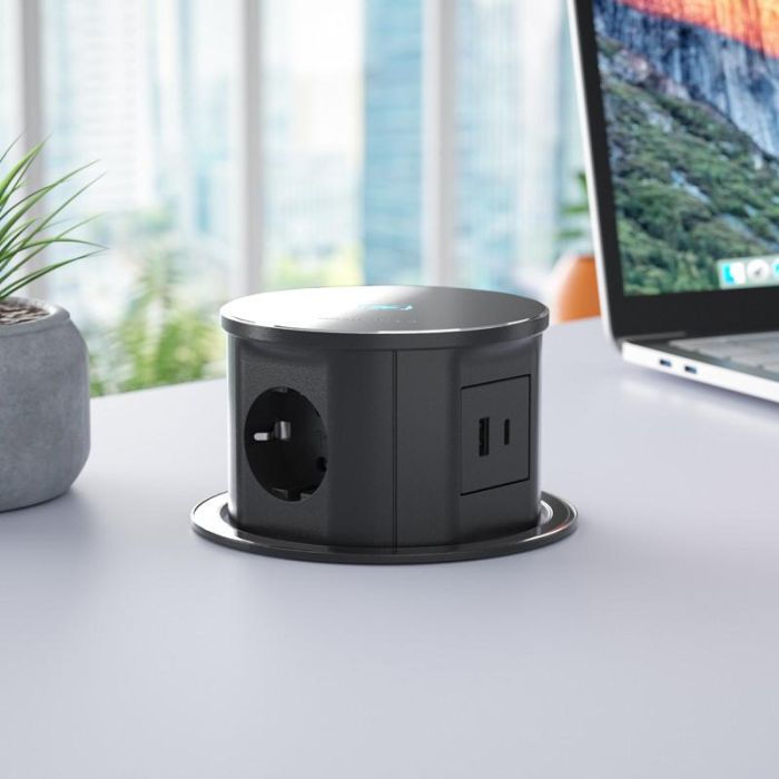 Torre Telescópica Net 3Tt+Usb+Carga Gris  (3Tt+1Usb-A+1Usb-C+Carga Inalambrica) Herrajes Alk 2