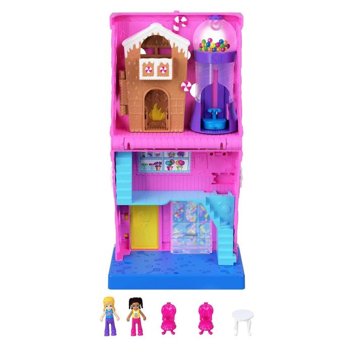 Mattel Polly Pocket Tienda De Dulces Hnb03 2 Muñecas 3 Accesorios 3 Pisos 2
