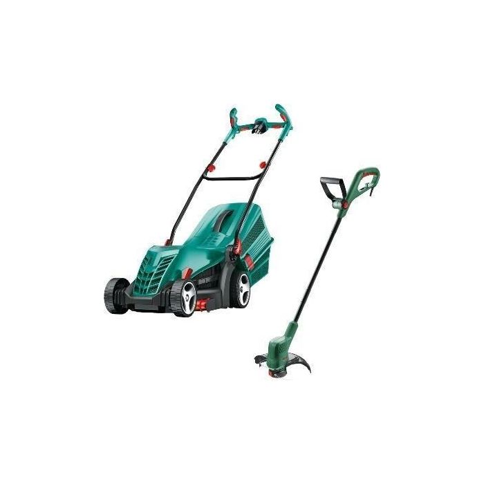 Cortacésped eléctrico BOSCH ARM 34 - ancho de corte 34 cm - 1300W + cortabordes - EasyGrassCut 23 - 280W - diámetro de corte 23 cm